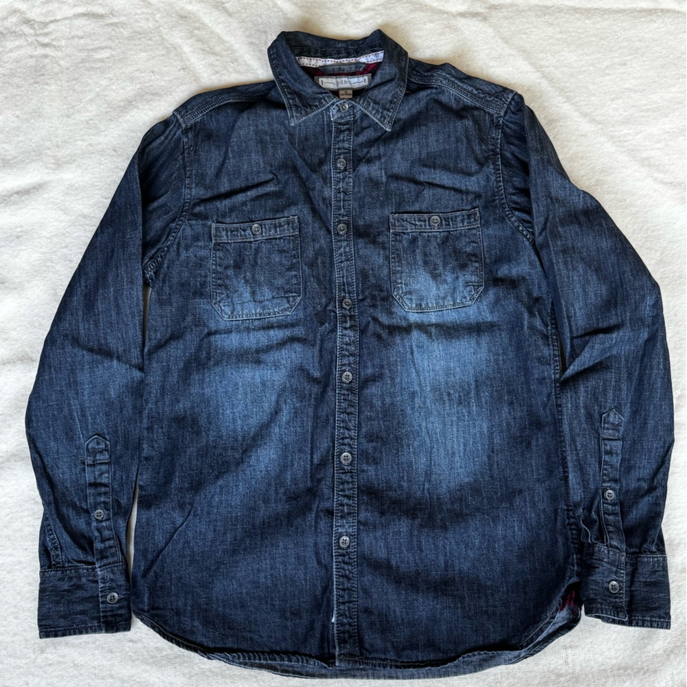 Womens Denim Shirt pd&c brand Long Sleeve Blue Denim Size Small